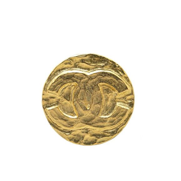 Pre Loved Chanel Vintage CC Button Women Gold Brooches - Picture 2 of 5